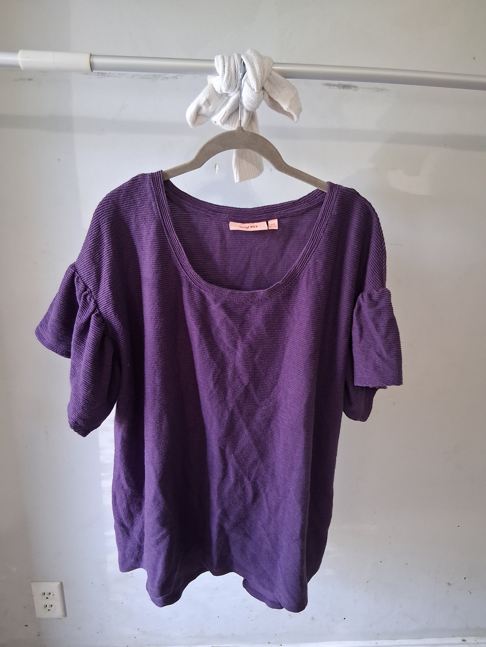 EVRI Purple Short Sleeve Scoop Neck Top